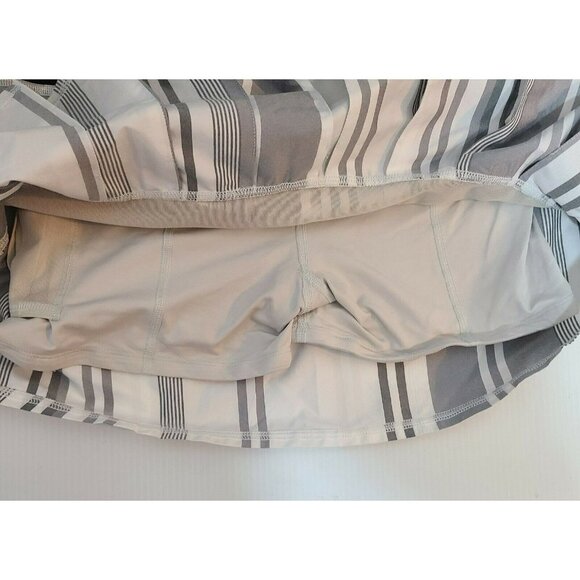 LULULEMON Pace Setter Skirt w/ Spandex Shorts Black White Gray Vertical Stripe M - Picture 6 of 6